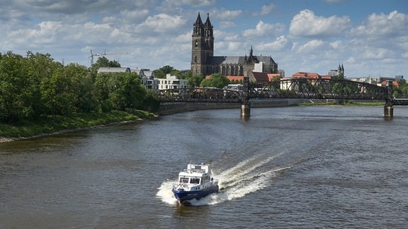 Ein Boot der Wasserschutzpolizei in Aktion