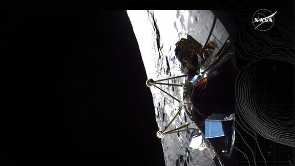 Die Sonde Athena im Anflug auf den Mond.