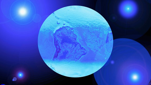 Symbolische Darstellung der Eiszeit auf der Erde, Farbeffekt , Blau.